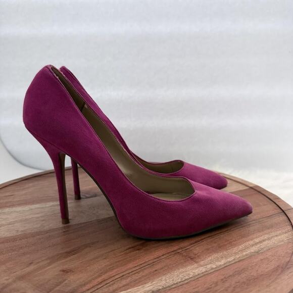 ALDO Shoes Womens Size 7.5 US 38 EU Fuchsia Suede Stiletto Pumps Pointed Toe - Picture 1 of 11